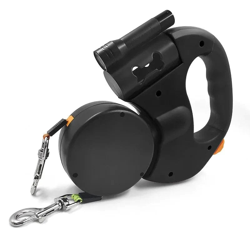 TechnuPet Smart Dog Leash Black-3M / Main 3m Retractable Double Dog Leash