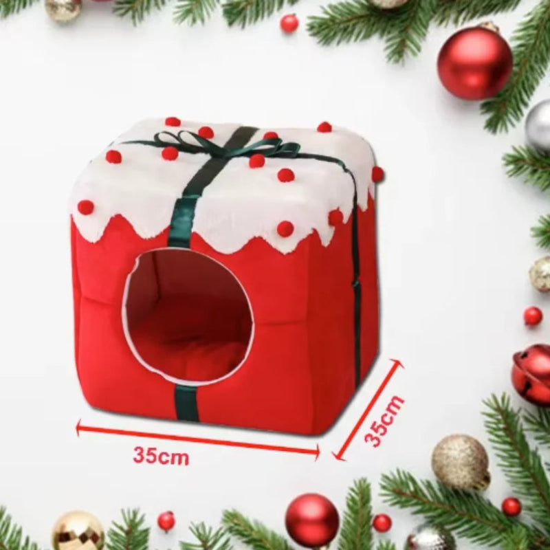 Christmas Box Design Warm Cat Nest Bed-