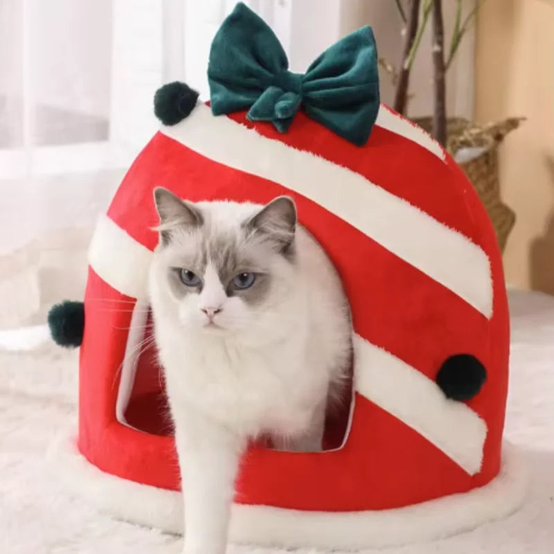Christmas Box Design Warm Cat Nest Bed-