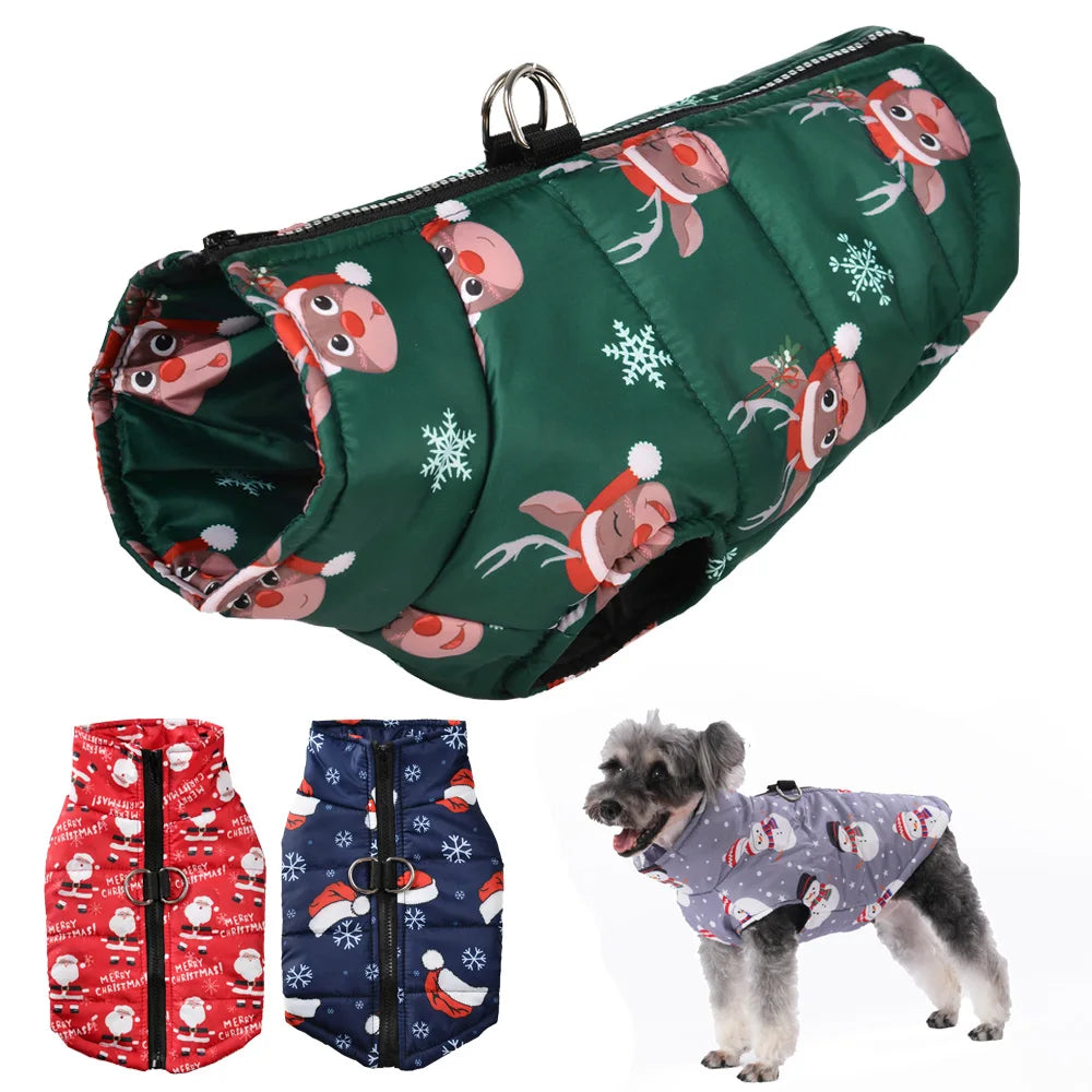 Waterproof Christmas Print Dog Jacket Coat-