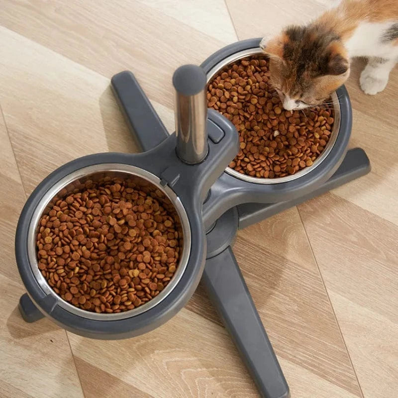 TechnuPet Raised Dog Bowls WHITE Adjustable Raised Dog Feeder