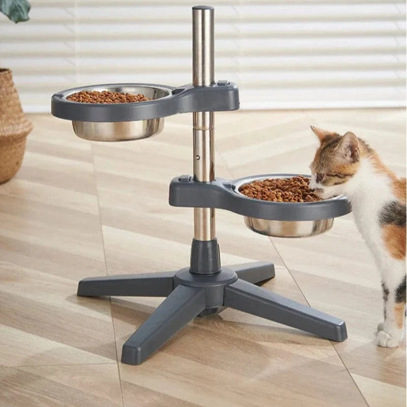 TechnuPet Raised Dog Bowls WHITE Adjustable Raised Dog Feeder