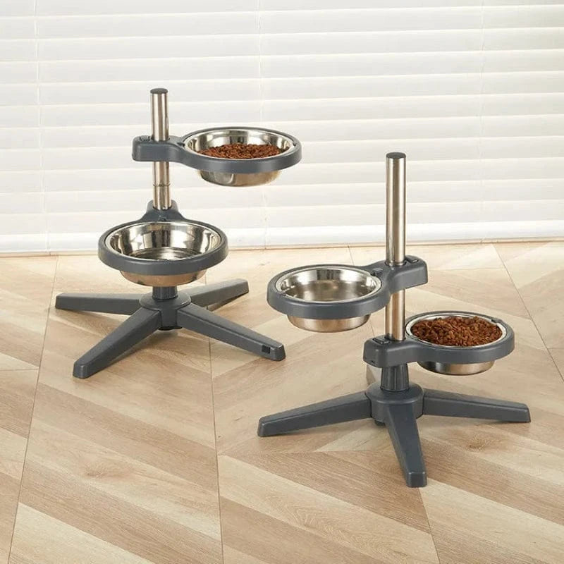 TechnuPet Raised Dog Bowls WHITE Adjustable Raised Dog Feeder