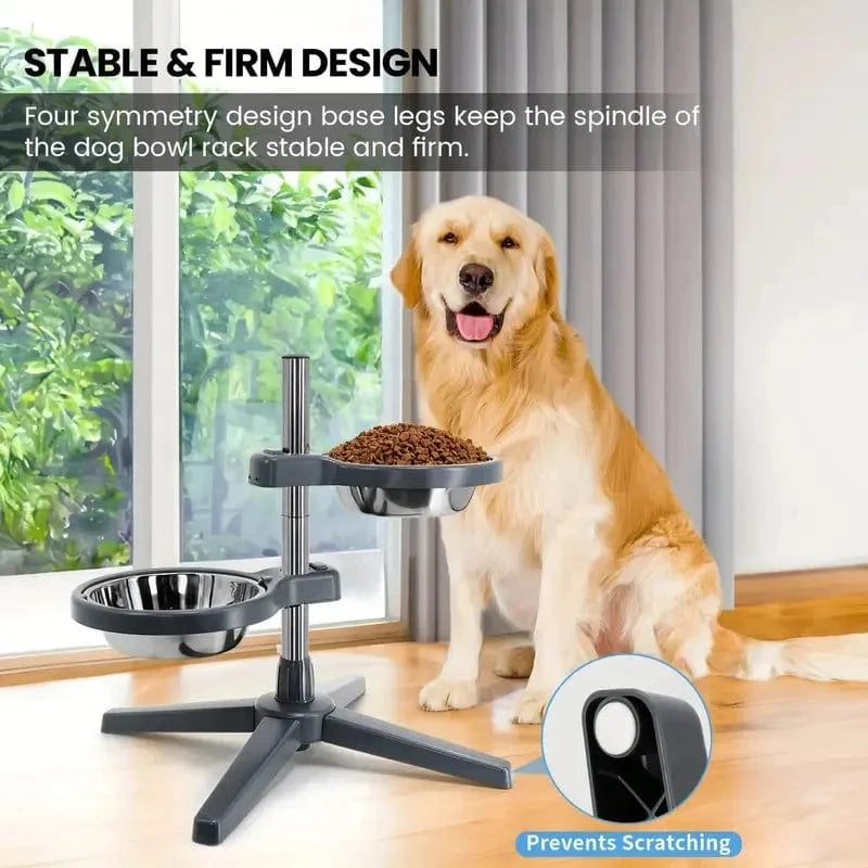 TechnuPet Raised Dog Bowls WHITE Adjustable Raised Dog Feeder