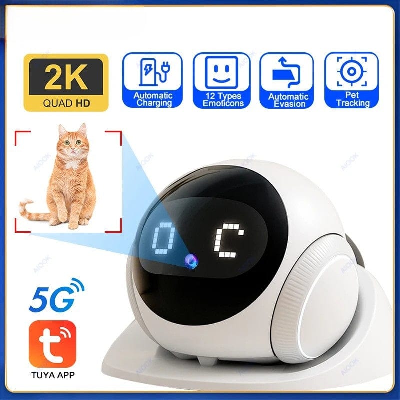 TechnuPet Cat Camera WIFI Camera 128GB / US Plug Auto-Charging 2K WiFi Pet Robot Camera