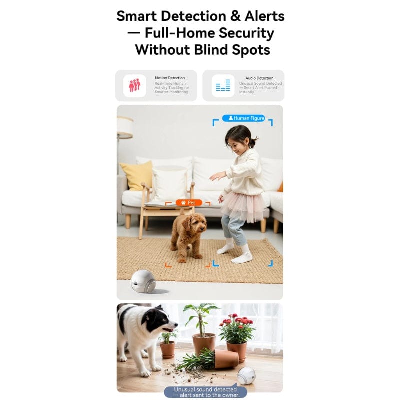 TechnuPet Cat Camera Auto-Charging 2K WiFi Pet Robot Camera