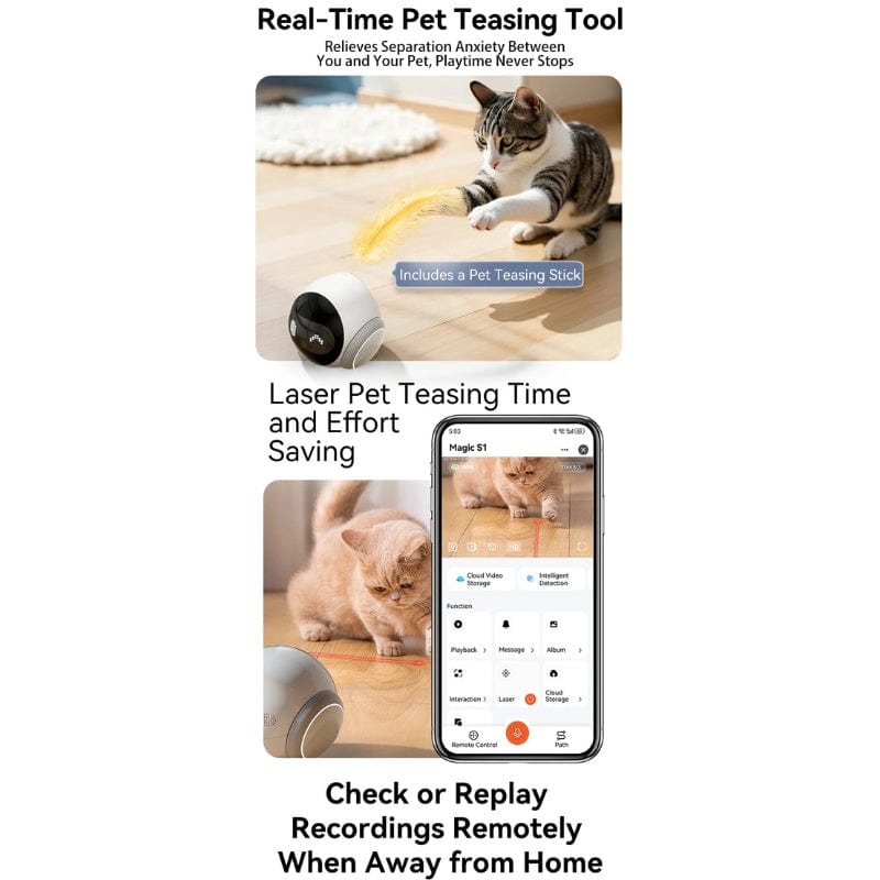 TechnuPet Cat Camera Auto-Charging 2K WiFi Pet Robot Camera