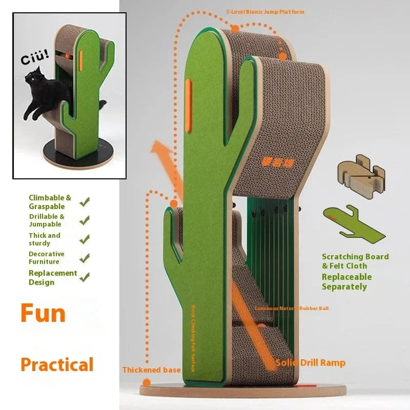 TechnuPet Cat Scratching Post Cat climbing frame Cactus Cat Scratching Post