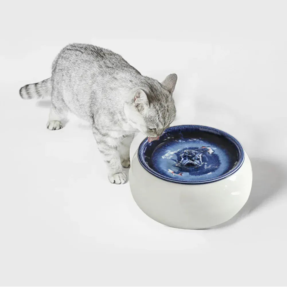 TechnuPet Smart Cat Feeder Ceramic Cat Water Fountain