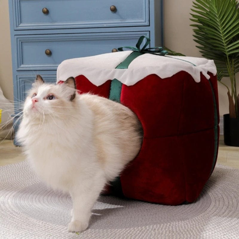 TechnuPet Cat Houses Red / 40cm Christmas Cat House Winter Warm Sleeping Bed