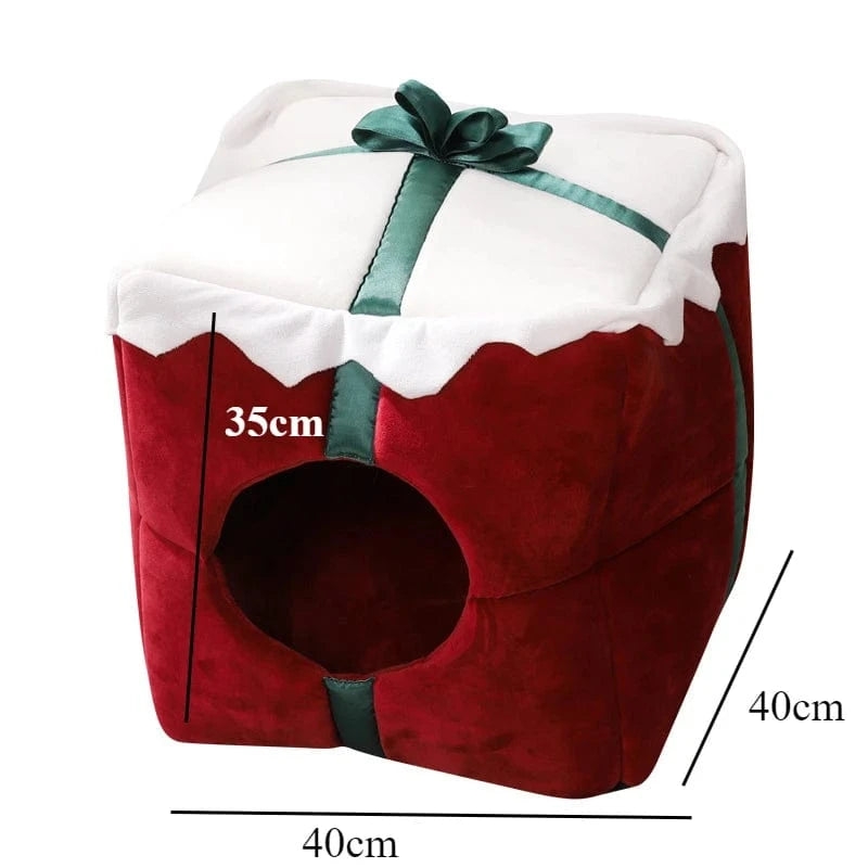TechnuPet Cat Houses Red / 40cm Christmas Cat House Winter Warm Sleeping Bed