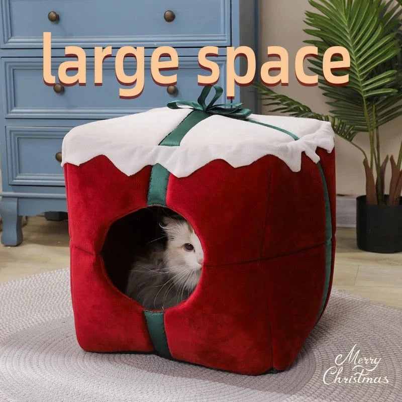 TechnuPet Cat Houses Red / 40cm Christmas Cat House Winter Warm Sleeping Bed