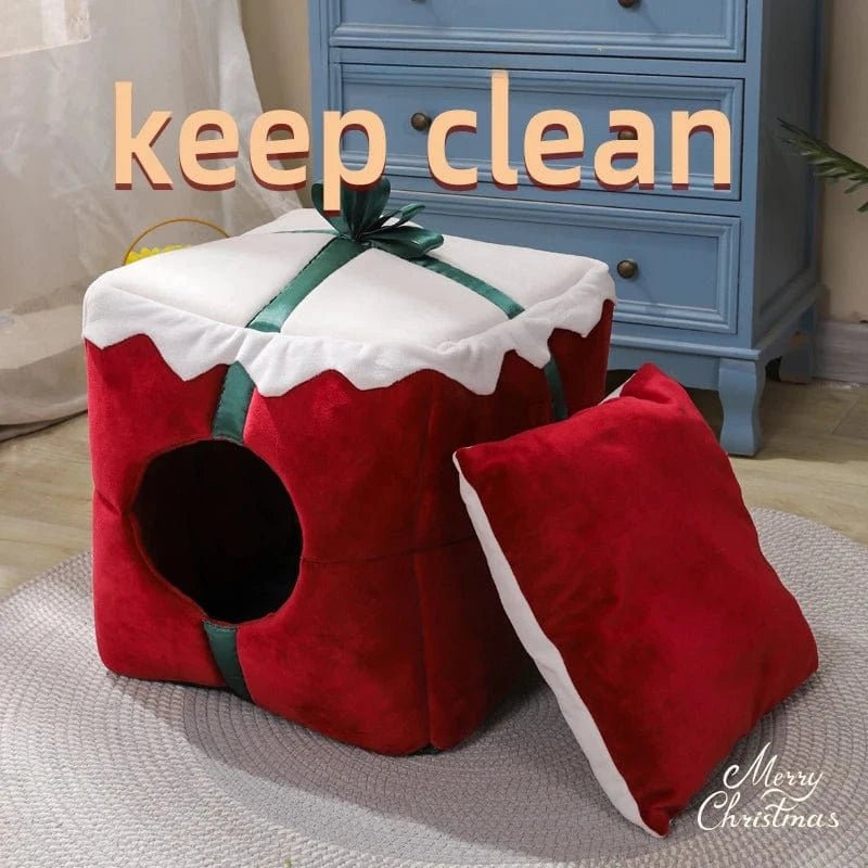 TechnuPet Cat Houses Red / 40cm Christmas Cat House Winter Warm Sleeping Bed