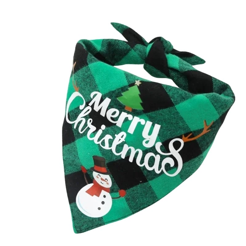 TechnuPet Dog Bandana Green Snowman / 1PCS Christmas Dog Bandanas