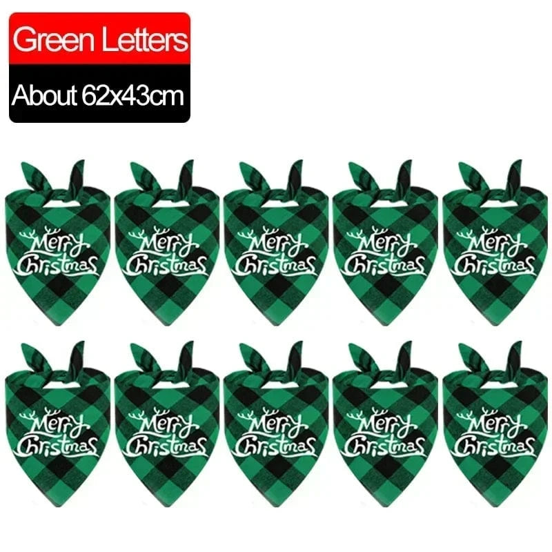 TechnuPet Dog Bandana Green letters / 20PCS Christmas Dog Bandanas