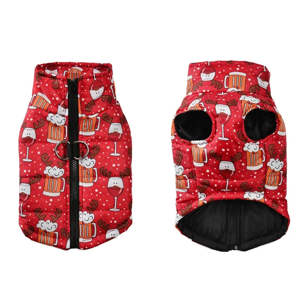 TechnuPet Pet Clothing 04 / M Christmas Print Dog Winter Jacket