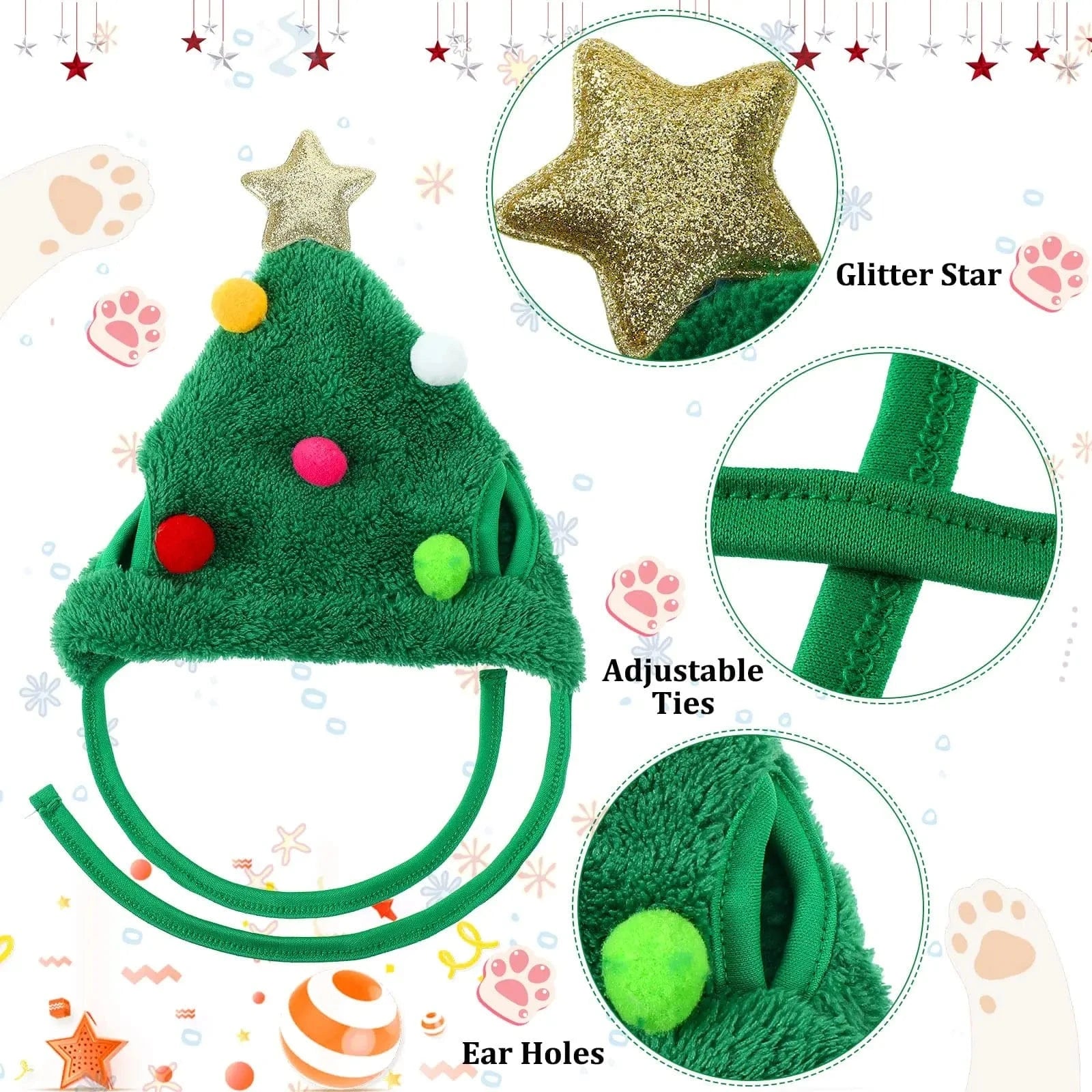 TechnuPet Dog Christmas Outfit Christmas Reindeer Pet Hat and Scarf Set