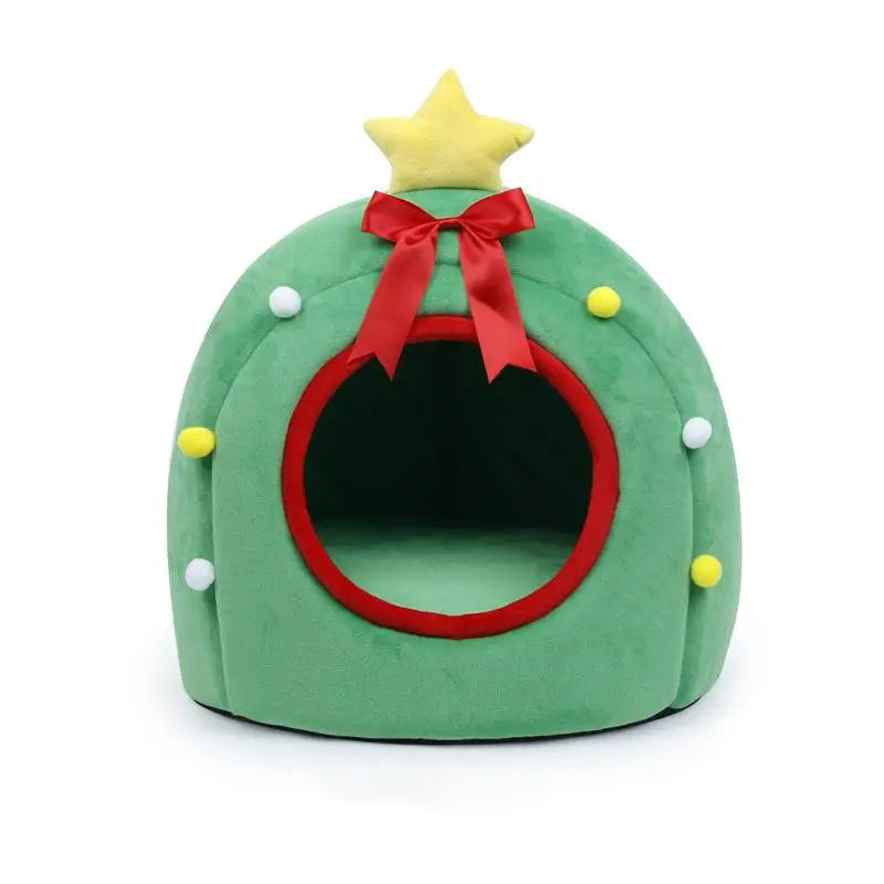 TechnuPet Cat Bed Green circle / L Christmas Tree Cat Bed with Gift Box Design
