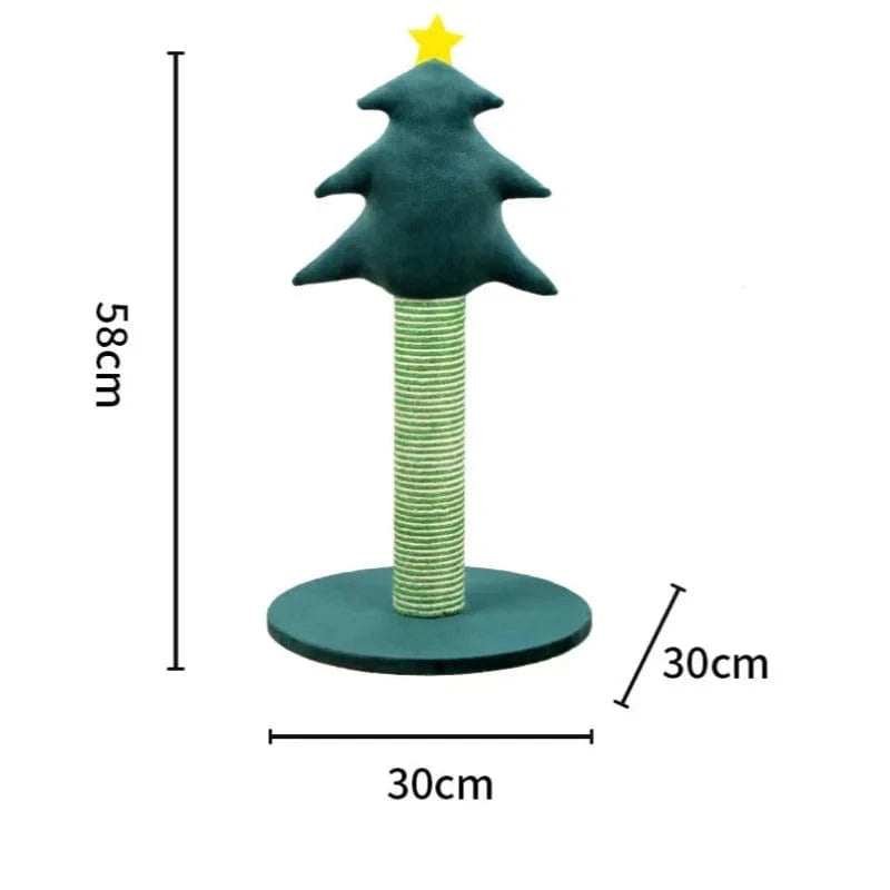 TechnuPet Cat Scratching Post Green / 30x30x58cm Christmas Tree Cat Scratching Post with Sisal Base