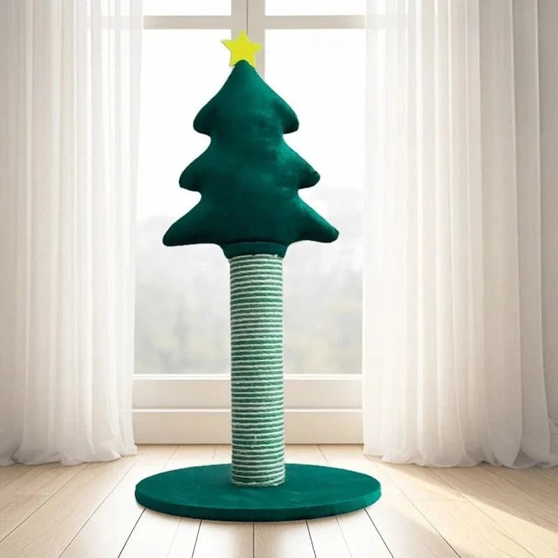 TechnuPet Cat Scratching Post Green / 30x30x58cm Christmas Tree Cat Scratching Post with Sisal Base