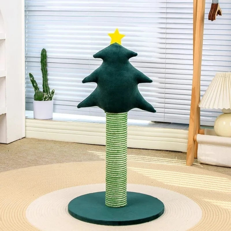 TechnuPet Cat Scratching Post Green / 30x30x58cm Christmas Tree Cat Scratching Post with Sisal Base