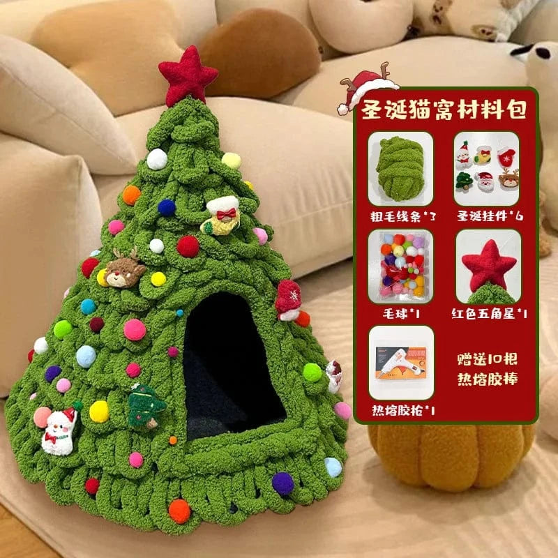 TechnuPet Cat Houses B-not cat litter DIY Yarn Christmas Tree Cat Bed