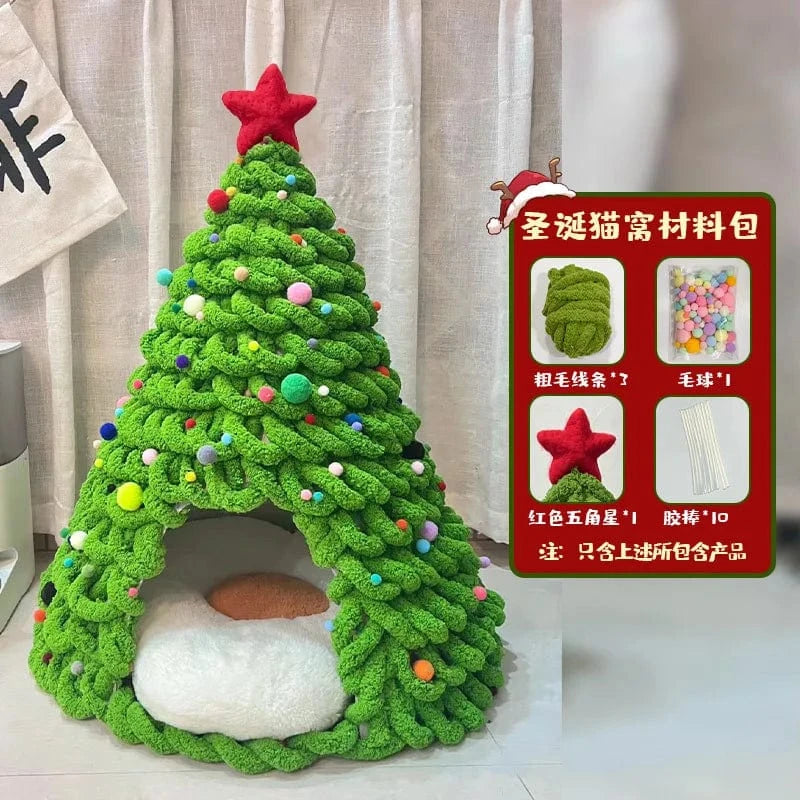 TechnuPet Cat Houses D DIY Yarn Christmas Tree Cat Bed