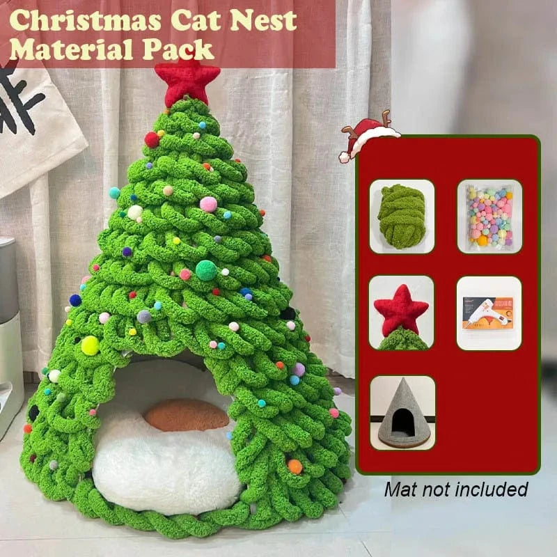 TechnuPet Cat Houses DIY Yarn Christmas Tree Cat Bed