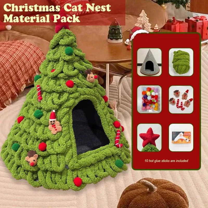 TechnuPet Cat Houses DIY Yarn Christmas Tree Cat Bed