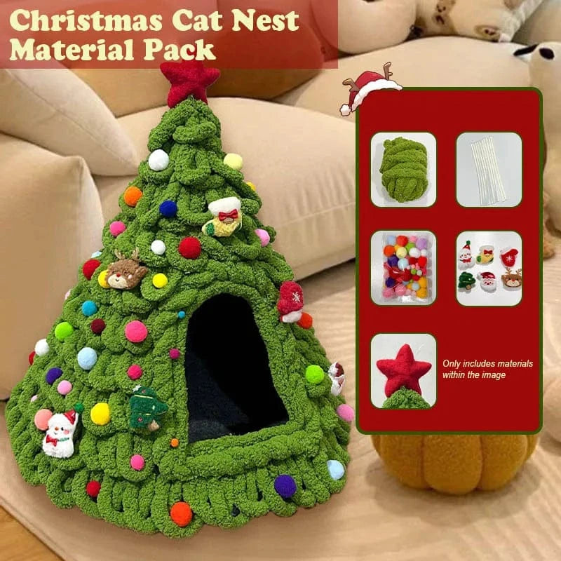 TechnuPet Cat Houses DIY Yarn Christmas Tree Cat Bed