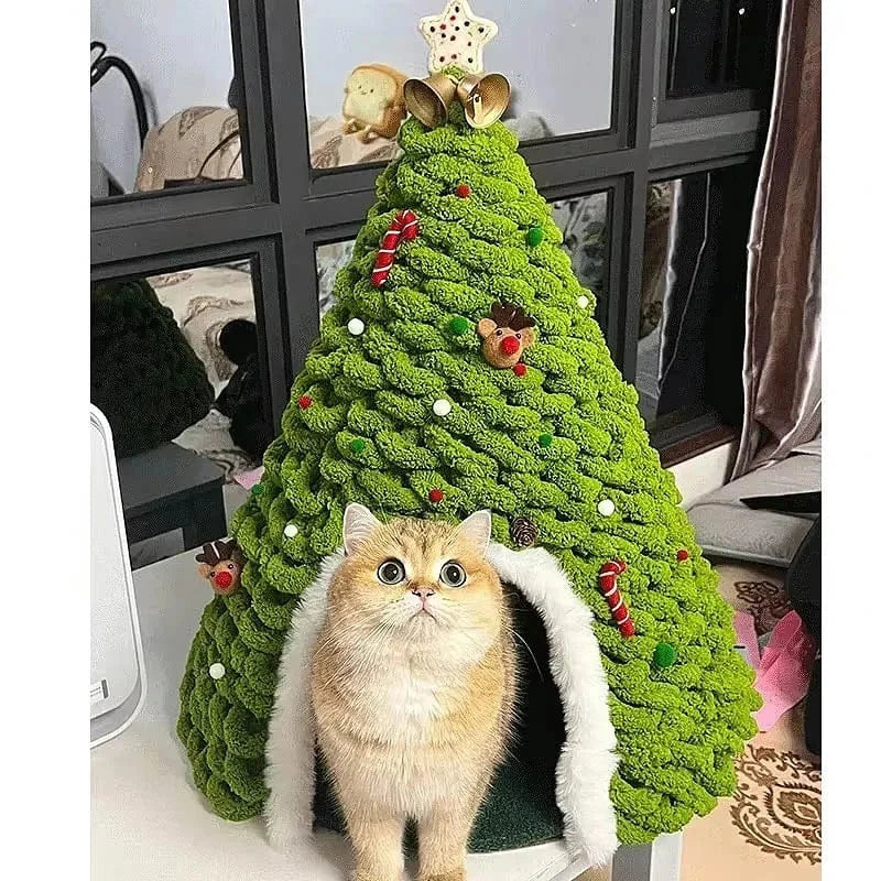TechnuPet Cat Houses DIY Yarn Christmas Tree Cat Bed