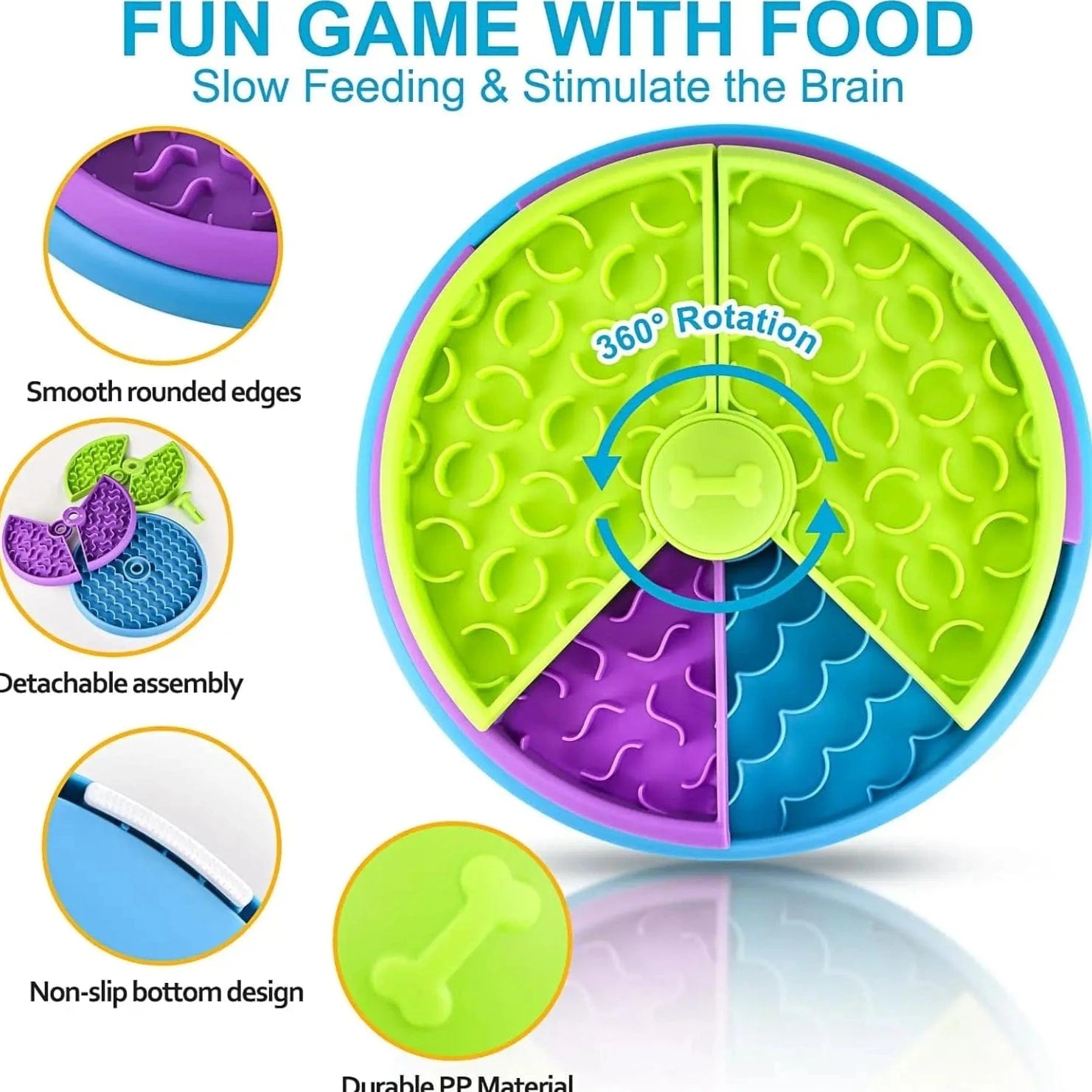 TechnuPet Dog Slow Feeder Dog Puzzle Slow Feeder Bowl