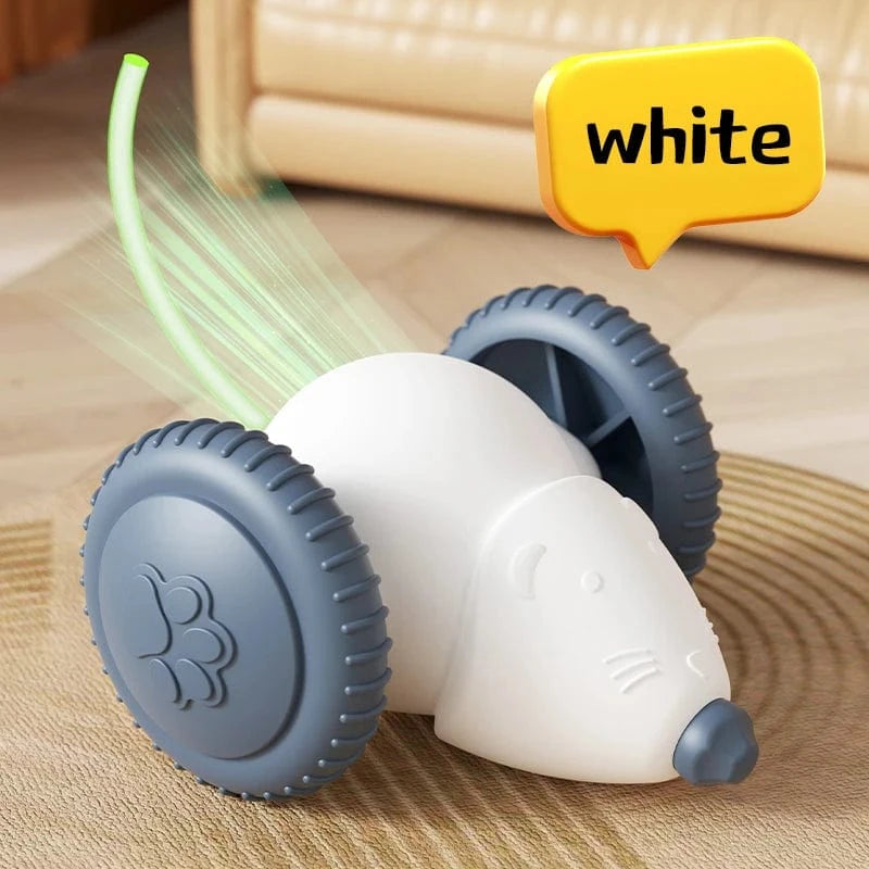 TechnuPet Smart Cat Toys White Electric Mouse Car Cat Toy