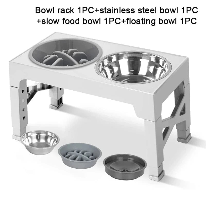 TechnuPet Slow Feeder Dog Bowl White Elevated Dog Feeder