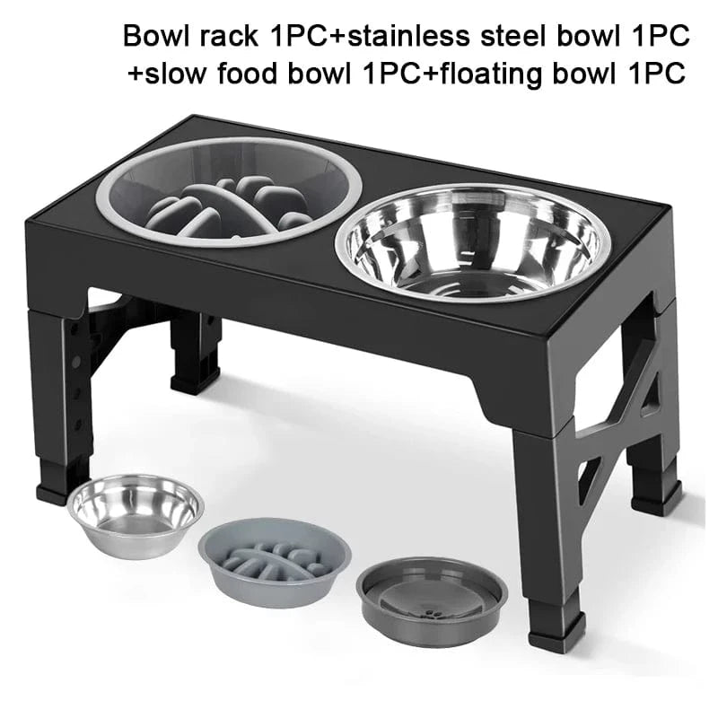 TechnuPet Slow Feeder Dog Bowl Black Elevated Dog Feeder