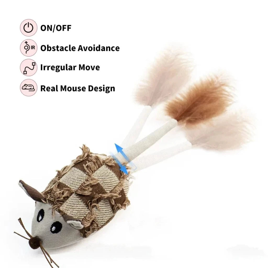 TechnuPet Smart Cat Toys Middle Brown Fast-Moving Electric Plush Mouse