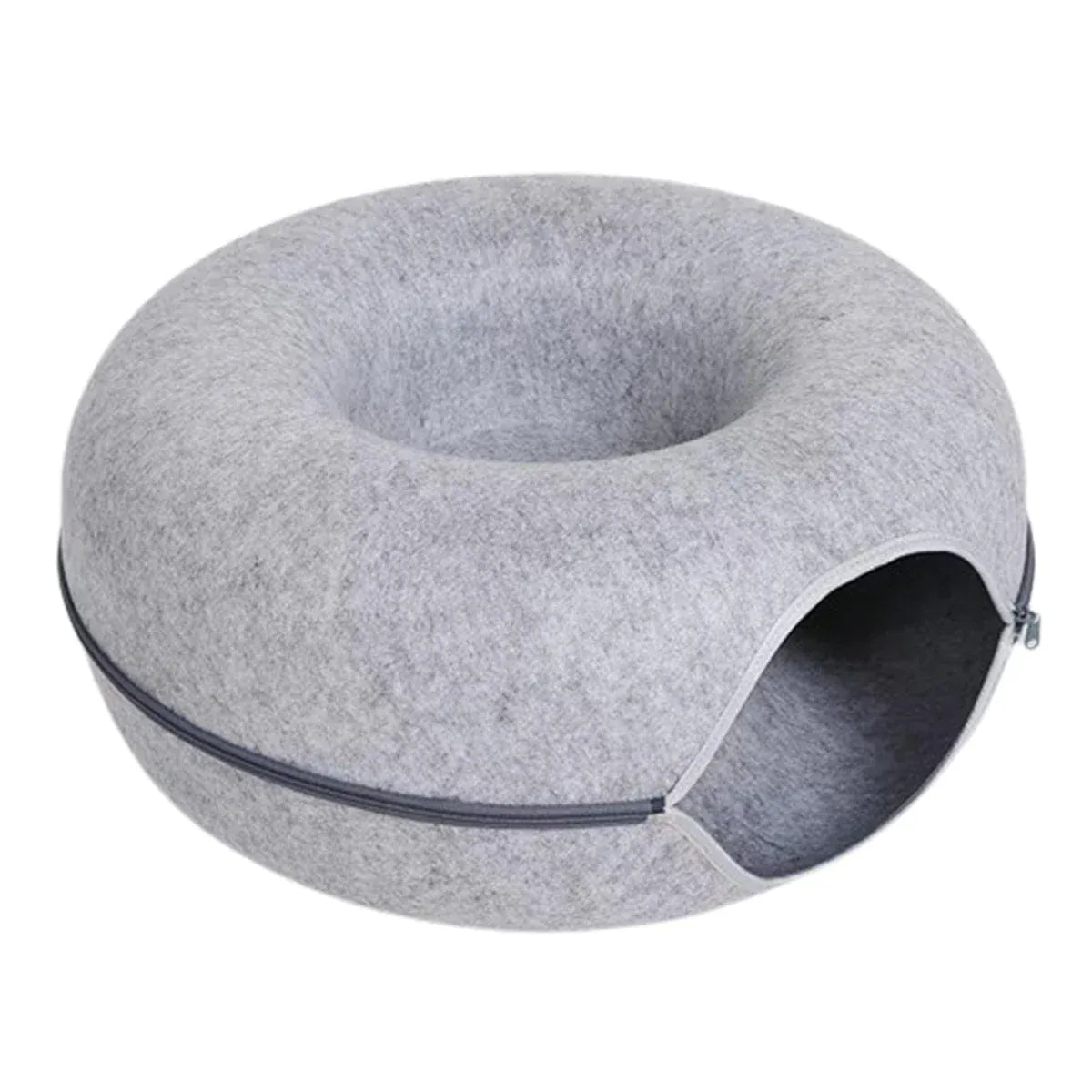 TechnuPet Cat Bed Light Grey / M 50 Felt Donut Cat Bed & Tunnel