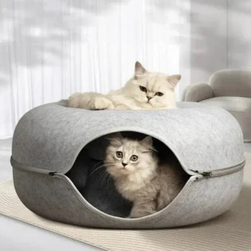 TechnuPet Cat Bed Felt Donut Cat Bed & Tunnel