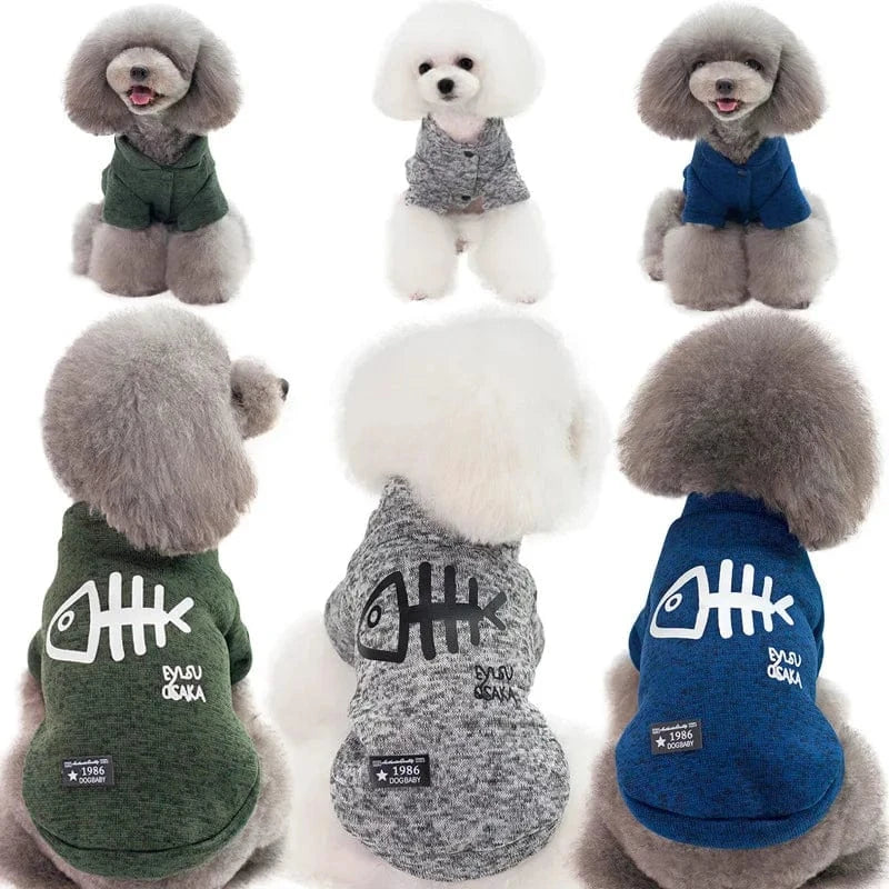 TechnuPet Cat Sweaters Fishbone Winter Pet Sweatshirt
