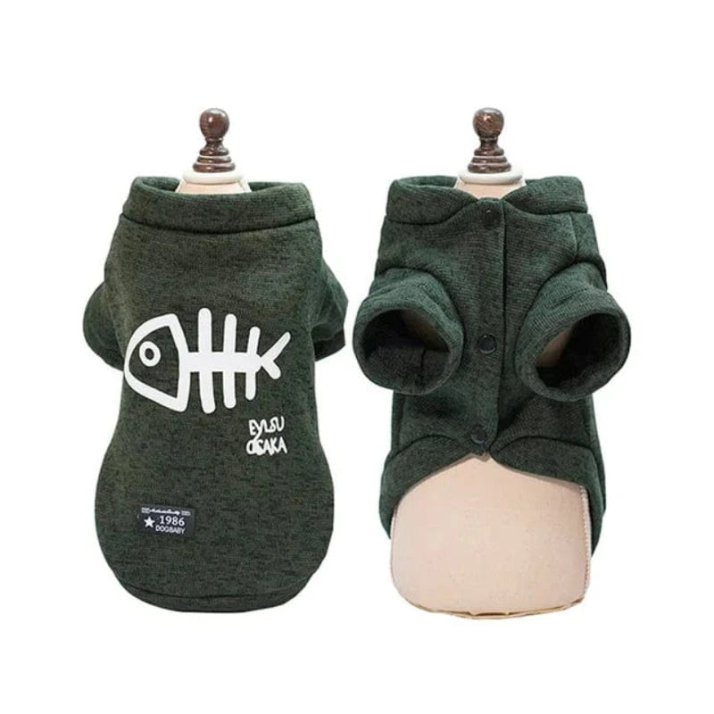 TechnuPet Cat Sweaters green / XXL Fishbone Winter Pet Sweatshirt