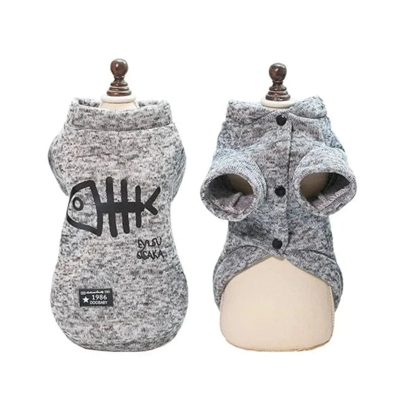 TechnuPet Cat Sweaters GRAY / S Fishbone Winter Pet Sweatshirt