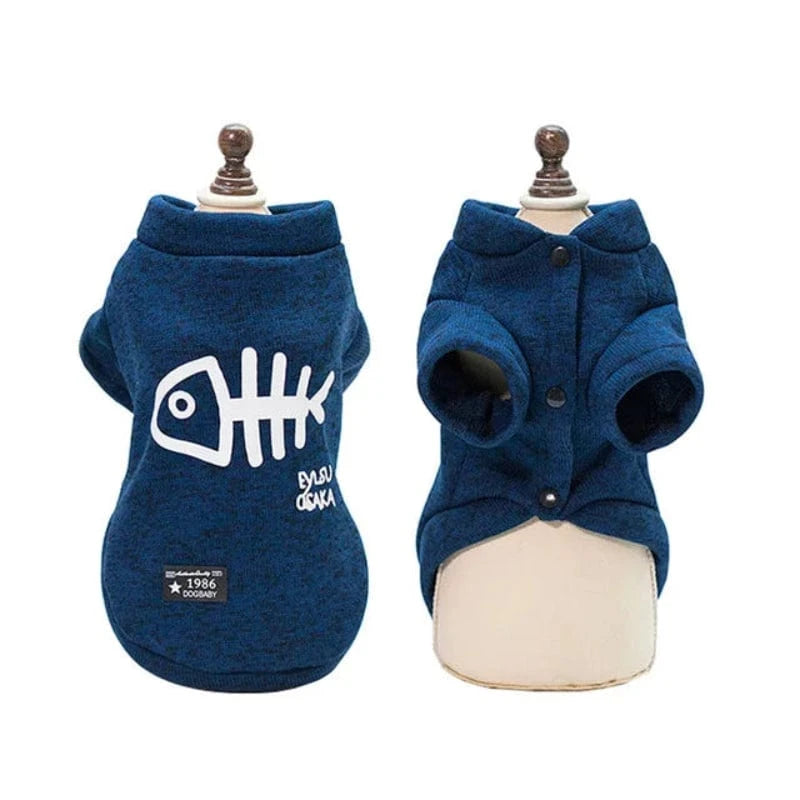 TechnuPet Cat Sweaters Blue / XL Fishbone Winter Pet Sweatshirt