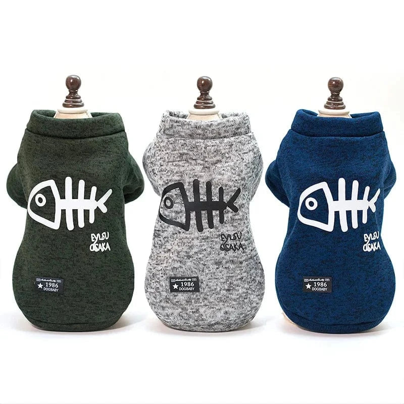 TechnuPet Cat Sweaters Fishbone Winter Pet Sweatshirt
