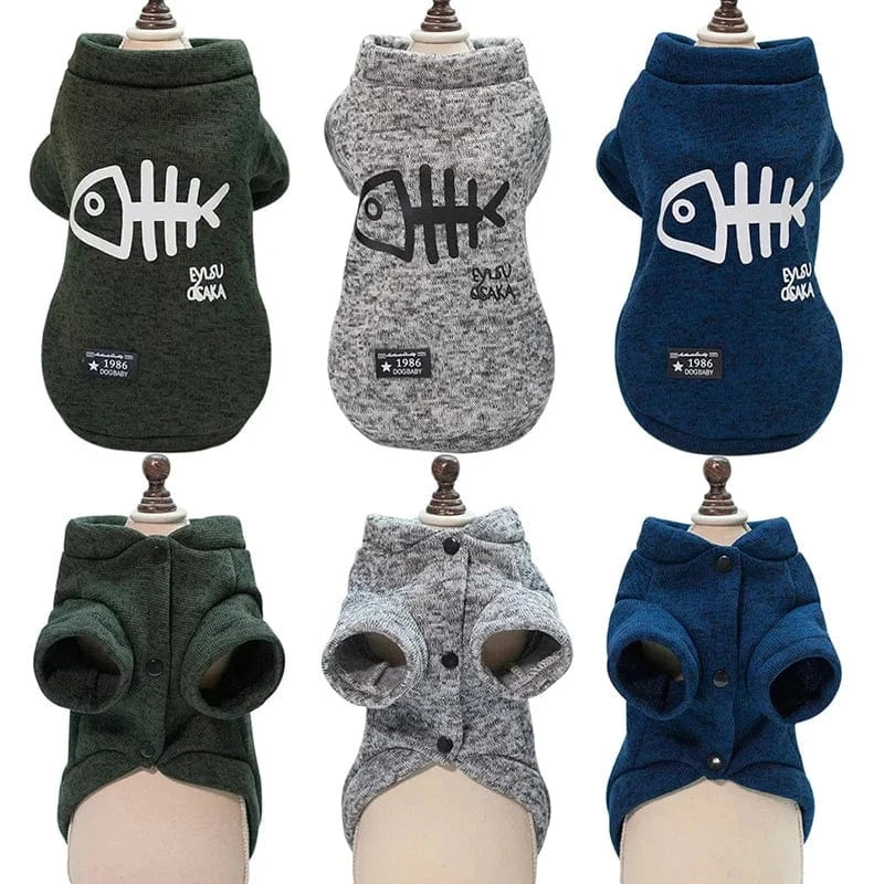 TechnuPet Cat Sweaters Fishbone Winter Pet Sweatshirt
