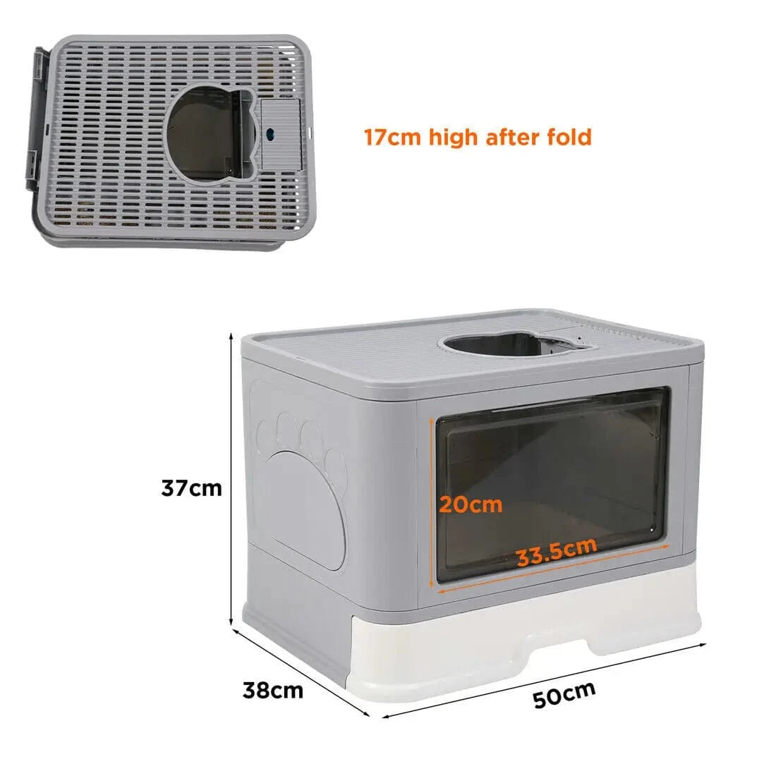 TechnuPet Smart Cat Litter Foldable Front-Entry/Top-Exit Enclosed Cat Litter Box with Massage Scoop