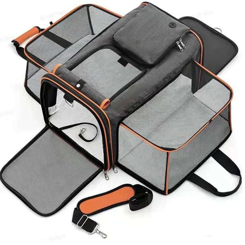 TechnuPet Cat Transport Orange / 43x28x28cm Foldable Portable Cat Travel Carrier Bag