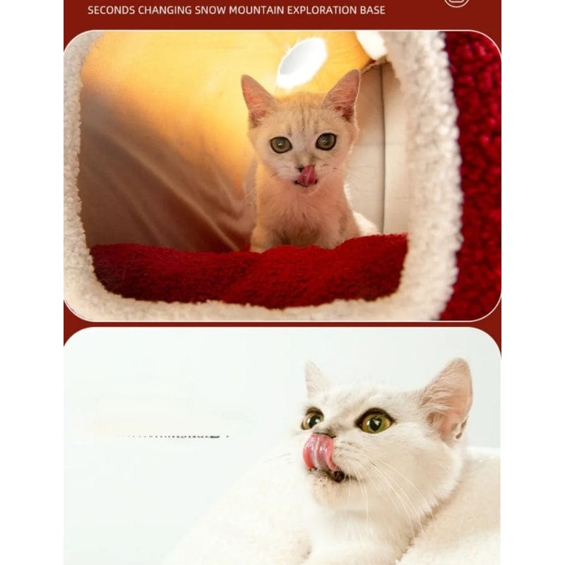 TechnuPet Cat Houses Foldable Warm Christmas Cat House Nest