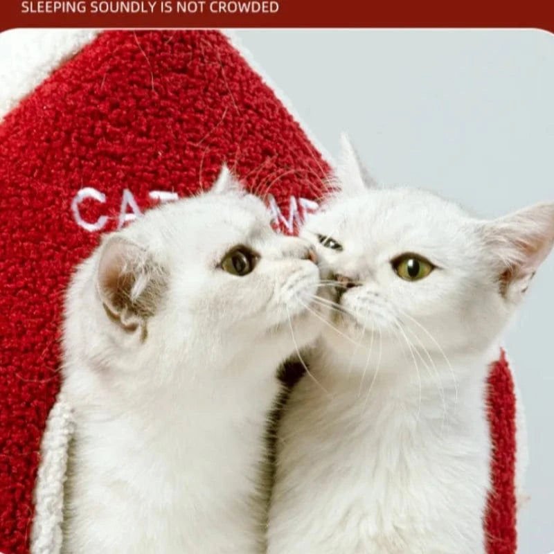 TechnuPet Cat Houses Foldable Warm Christmas Cat House Nest