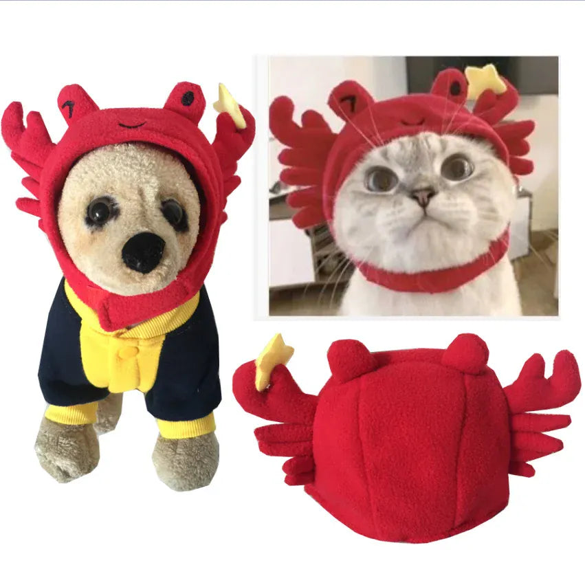 TechnuPet Pet Clothing Crab headpiece / S Halloween Clown Pet Costume for Dogs and Cats