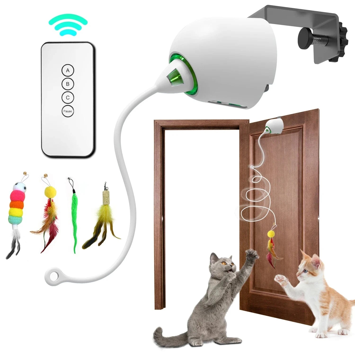 TechnuPet Smart Cat Toys White Interactive Electric Feather Cat Toy